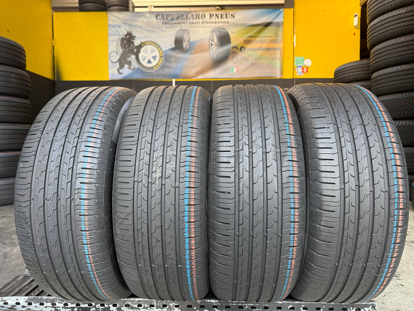 Usato: 4 Pneumatici Continental EcoContact 6 EVc 215/50R18 96V XL Estivi 90% Residui DOT 2024 / 2023