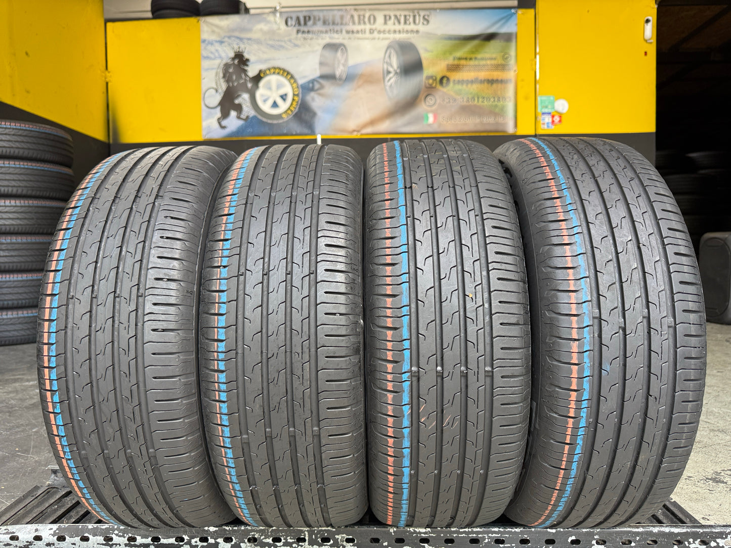 Usato: 4 Pneumatici Continental EcoContact 6 195/55R16 87H EVc Estivi 90% Residui DOT 2024