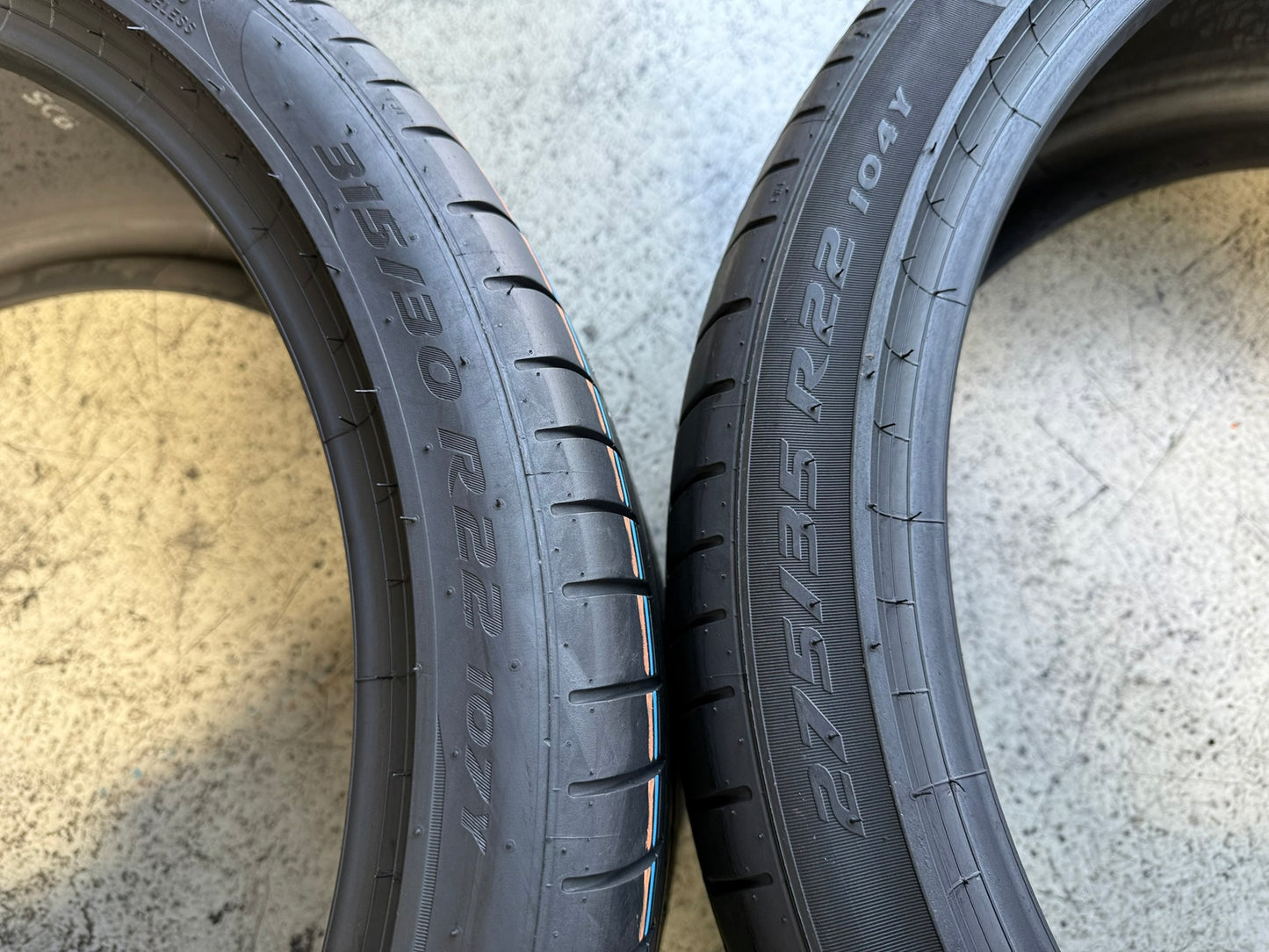 Usato: 4 Gomme x2 315/30R22 e x2 275/35R22 Pirelli estive 85% residui DOT: 2023